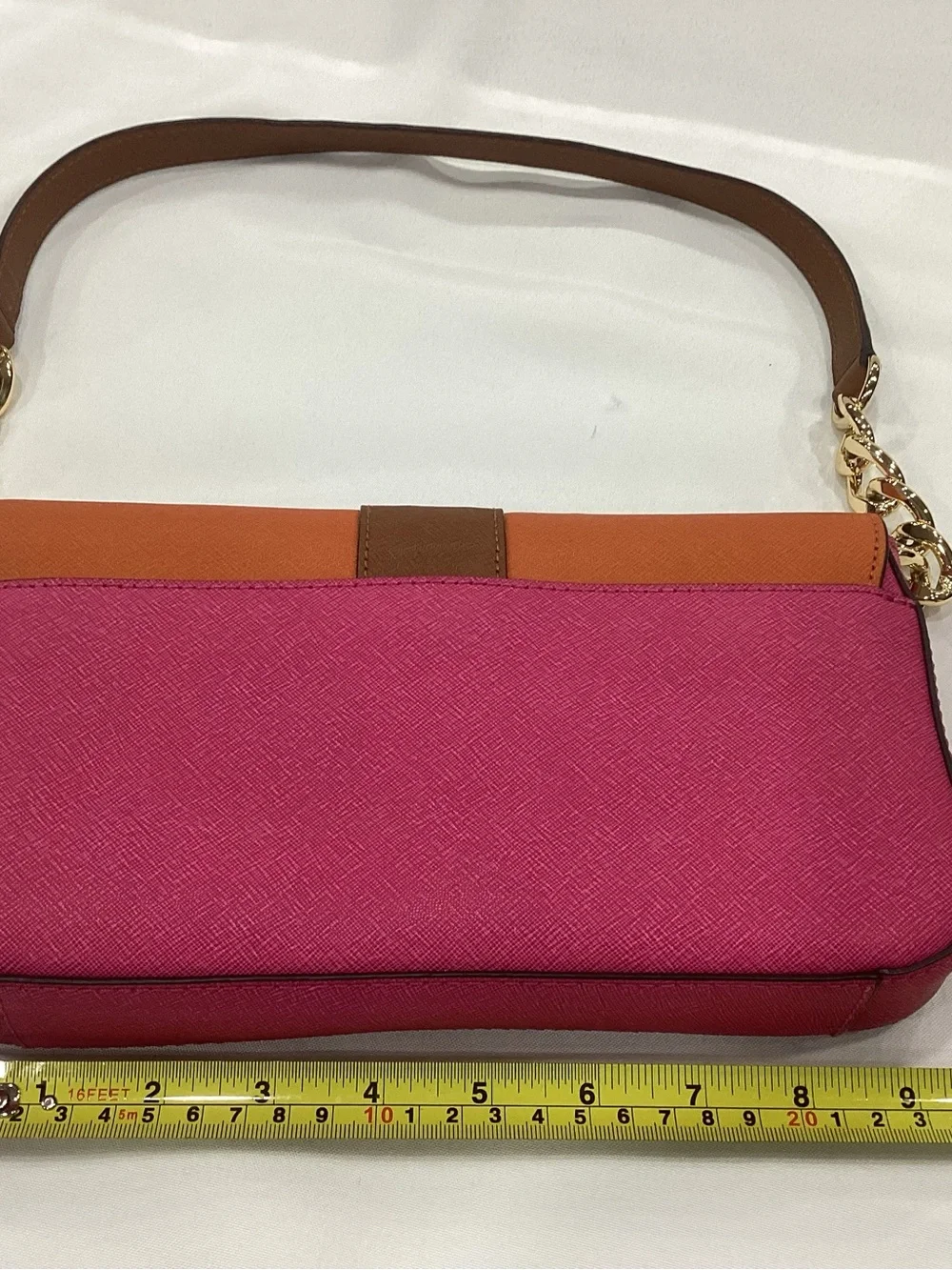 Michael Kors Colorblock Pink, Orange & Tan Saffiano Crossbody
